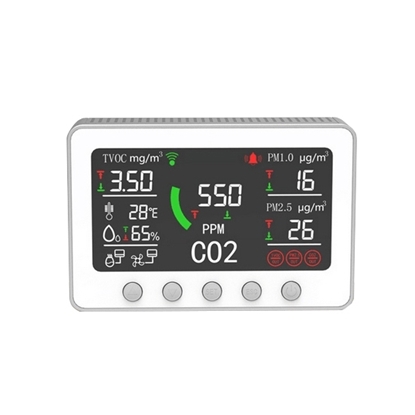 Smart Air Quality Tester, CO2/ PM2.5/ TVOC/ PM1.0/TEMP/ HUM